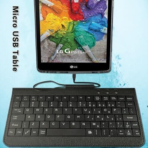 Wired Keyboard for LG G Pad 7.0 V400 V410/Pad 8.0/Pad IV 8.0/Pad 8.3 V500/Pad F2 8.0/U Pad 8 Tablet Micro USB Keyboard+Bracket