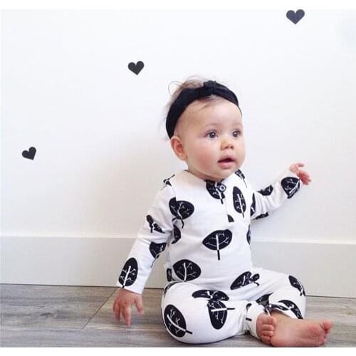 Hot Selling Baby Boy Girl Rompers Cotton Long-sleeved Leaves Pattern Jumpsuit Newborn Baby Clothes Infant Suits