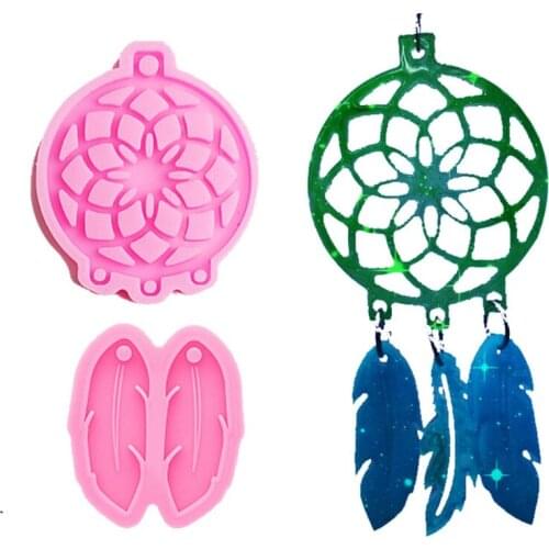 Dream Catcher Feathers Earrings Epoxy Resin Mold Jewelry Pendant Silicone Mould DIY Crafts Casting Tools