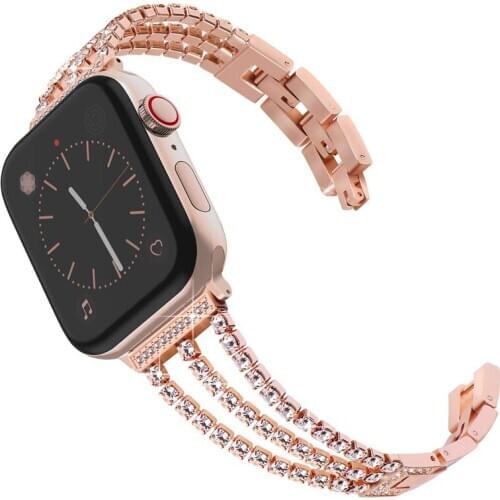 Link bracelet for Apple Watch Band 40mm 38mm 42mm 44mm strap Diamond metal watchband for iWatch series 5/4/3/2/1 wrist belt