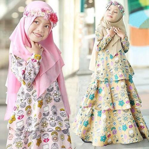 Muslim Kids Abaya Turkey Ramadan Children Kaftan Robe Dubai Hijab Girl Dress Abayas Elbise Caftan Marocain Girl Islamic Clothing