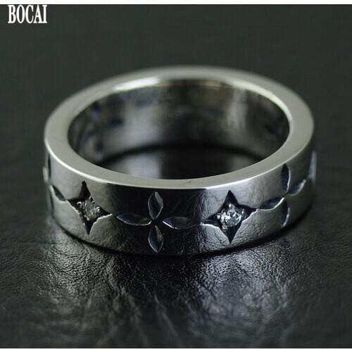 Male and female models carved cross pattern ring, couple Thai silver ring fashion S925 sterling silver ring