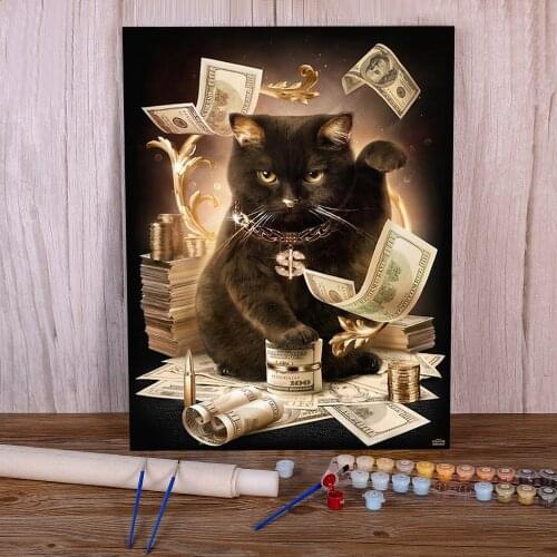 Egypt Cat Animal Coloring By Numbers Painting Kit Acrylic Paints 40*50 Canvas Pictures Wall Paintings Adults Drawing