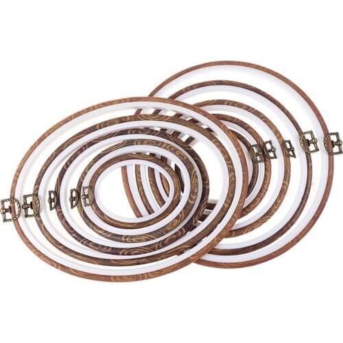 Round Wooden Color Embroidery Hoops Frame Set Plastic Embroidery Hoop Rings For DIY Cross Stitch Needle Craft Tools Sewing Tool
