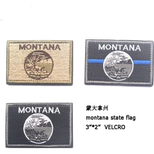 Montana State flag patches Embroidered USA state military Patch combat tactical hook back for backpack jacket