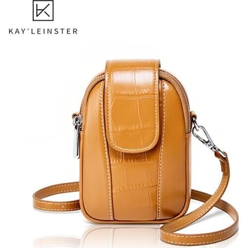 New Genuine Leather Womens Crossbody Bag Simple Phone Bags Crocodile Pattern Mini Shell Bag Wild Shoulder Bags Cute Girls Bag
