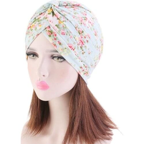 New Women Floral Printed Knotted Flower Turban Muslim Headscarf Twist Knot India Hat Ladies Chemo Cap Bandanas Hair Accessories