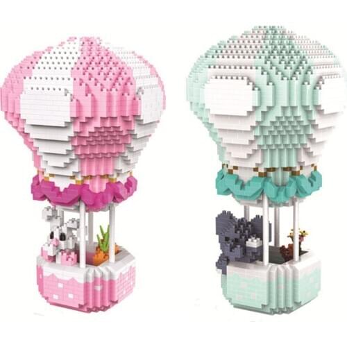 New Arrive Diamond Particle Assembled 1940pcs+ Pet Elephant Rabbit Hot Air Balloon Mini Building Blocks Toys for children gifts