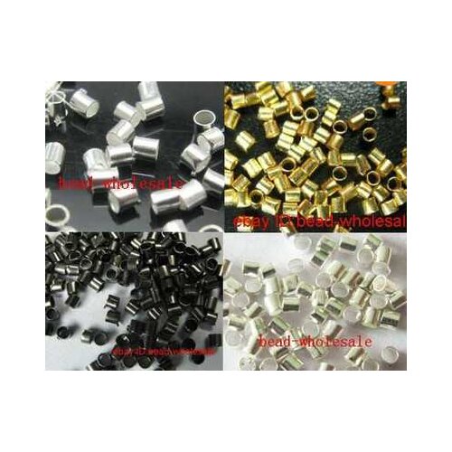 OMH wholesale free ship 500pcs Silver Plated/Golden/Dark Silver/Black Tube Metal beads Crimp End Spacer Beads 2mm