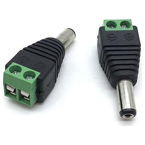 Wholesale 100pcs 5.5mmx2.1mm DC Power Male Plug Socket Adapter Connector for CCTV Single Color LED Light