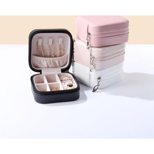 Jewelry Organizer Exquisite Zipper Leather Jewelry Box Ring Earring Necklace Holder Women Jewelry Display Travel Storage