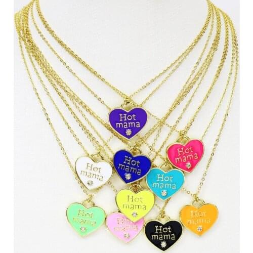 6 Pcs Enamel Neon Color Heart Pendant necklace Fashion jewelry accessories Necklace pendant Jewelry Necklace New design 51831