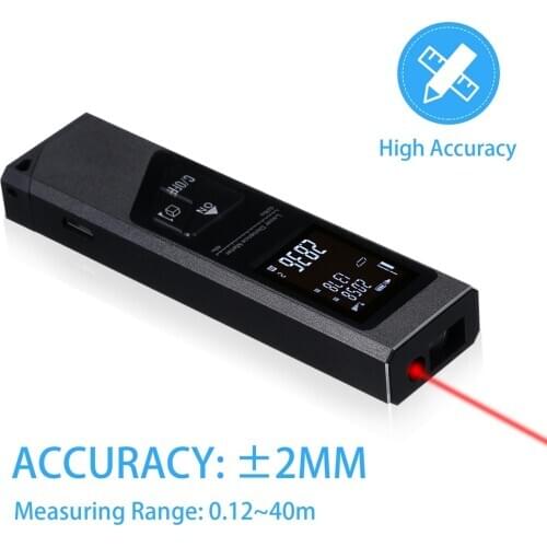 40M Handheld Laser Rangefinder Aluminium Alloy Digital Mini Distance Measuring Meter USB Charging Space Measurement Device