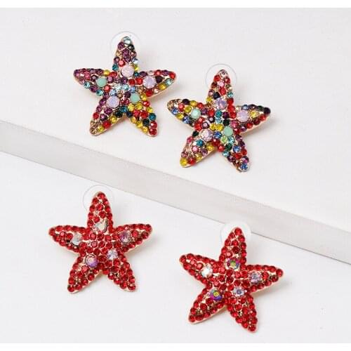 HYSECMAO Boho Red Stone Star Stud Earrings for Women New Design Fashion Geometric Metal Earring Femme Wedding Jewelry Brincos