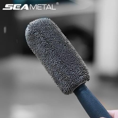 Car Wheel Wash Brush Microfiber Wheel Tire Rim Brush with Plastic Handle Cars Detailing Sponge Tools Auto Cleaning Brushes