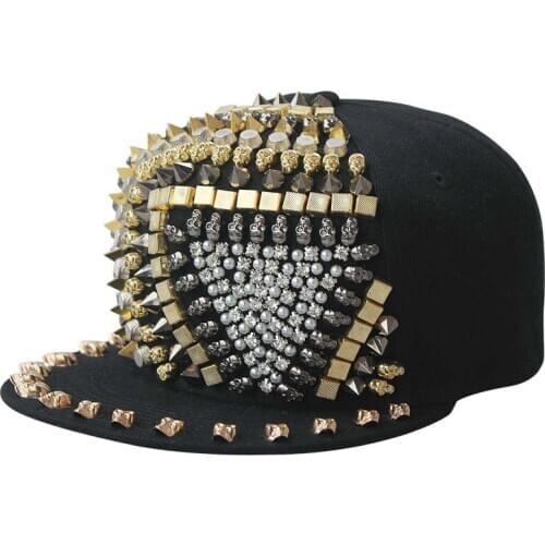GBCNYIER Hedgehog Punk Hiphop Unisex Hat Gold Spikes Spiky Studded Cap Top Street Dancing show Cool
