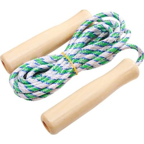 Childrens students wooden handle color braided skipping rope sports fitness tool general competition professional toy exercise
