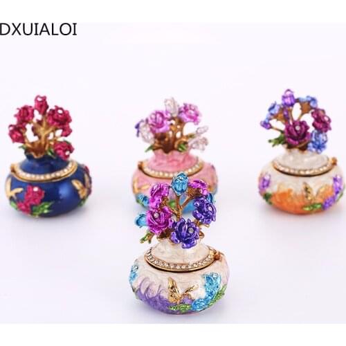 Nordic home decoration High-grade enamel handmade home decoration storage box vase metal jewelry box jewelry box Wedding Gifts