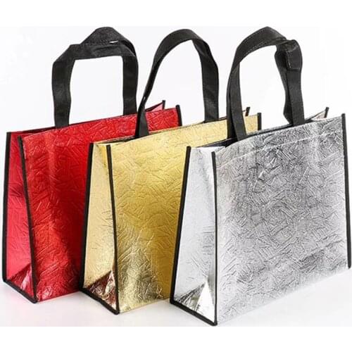 Folding Shoppers Women Laser Glitter Necessaire Bag Large Capacity Travel Beach Bag Non-Woven Handbags Tote Eco Reusable