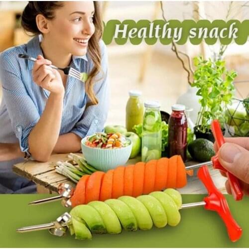 Stainless Steel Cucumber Carrot Spiral Knife Potato Twist Slicer Salad Screw Chopper Vegetable Cutter Kitchen Hand Easy Tool 1PC