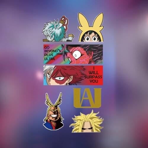 7PCS Car Styling Sticker Cartoon Anime Hero Auto Window Body Vinyl Motorcycle Case Decals