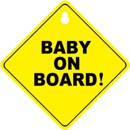 BABY ON BOARD Stroller Safety Car Window Sticker Yellow Reflective Warning Sign