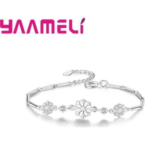 2 Colors Cubic Zorconia Simple Style Lobster Buckle Bracelet Solid 925 Sterling Silver Women Female Crystal Jewelry Gift