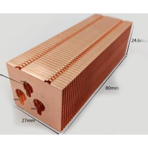 1pcs Full Copper Rectangular Heat Sink Welding Scattered Notebook Projector 80mm Length 27mm Width 24.6mm Thickness
