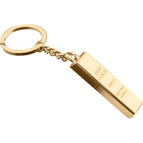 1PC Fashion Metal Faux Gold Bar Ingot Bullion shape Keychain Keyring Keyfob Multi-decor chain Polished car keyring Car decor