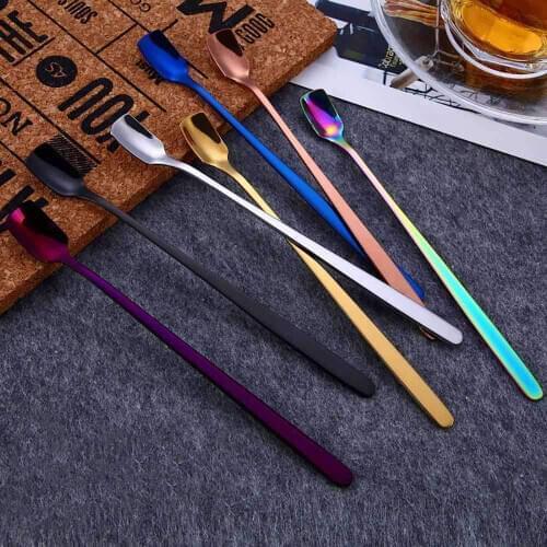 1Pcs Stainless Steel Long handle Iced Tea Spoon Coffee Spoon Cold Drink Fruit Juice Long Ice Scoop Drinking Tools