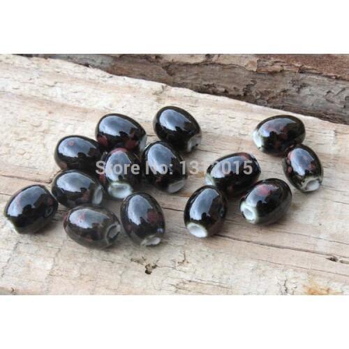 2018 new On sale 13x18mm 30pcs Black Porcelain Ceramic oval Beads,oval Spacer beads Free shipping YS0042