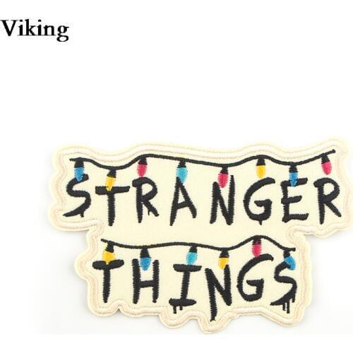 20pcs/set Stranger Things Iron On Patches For Clothing Embroidery Stripes Cool Applique Diy Sequin Appliques Unisex Badges G0695