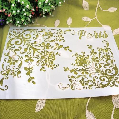 21*29.5 Diagonal flower scrapbook stencils spray plastic mold shield DIY cake hollow Embellishment printing lace ruler Easter