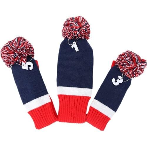 3PCS Knitted Golf Head Covers 1-3-5 for Driver and Fairway Woods with Long Neck Design Sock Golf Club Headcovers Set