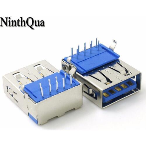 5pcs USB 3.0 Type A Female Plug jack USB-A 90 Degrees Gold Plated Pins AF Socket Connector Terminal