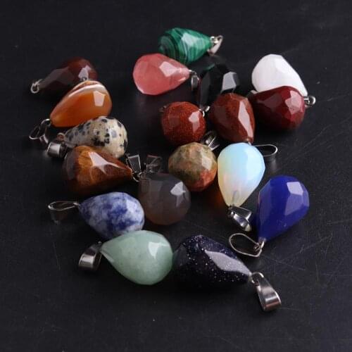 50pcs Bulk Water Drop Pendants 100% Natural Crystal Onyx Teardrop Pendants European Charm Jewelry Making Chakra Pendulum