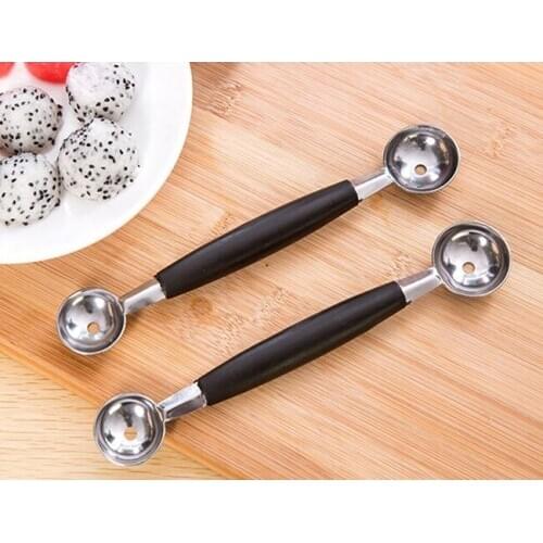 700pcs/lot Free Shipping Stainless Steel double fruit balls spoon Watermelon platter tools Kitchen Accessories Spiralizer Tool