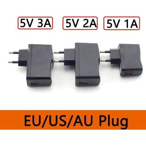 DC 5V 1A/2A/3A AC to DC 100V 240V Power Adapter Micro USB Port Converter Charger for LED Strip Lamp Light Charging US/EU/AU