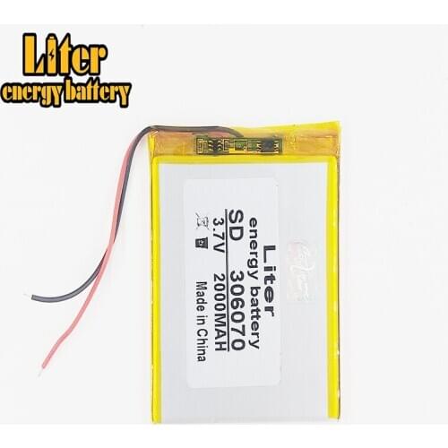 3.7V 2000mah 306070 Lithium Battery For PDA GPS DVR E-Book Tablet PC PowerBank Replace 356070 Lipo Rechargeable Bateria Pack