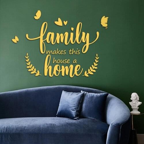 3d Acrylic Mirror Wall Decorative Stickers Family Home Letter Pattern Wall Stickers
