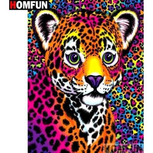 HOMFUN Full Square/Round Drill 5D DIY Diamond Painting "Cartoon leopard" Embroidery Cross Stitch 5D Home Decor Gift A14761