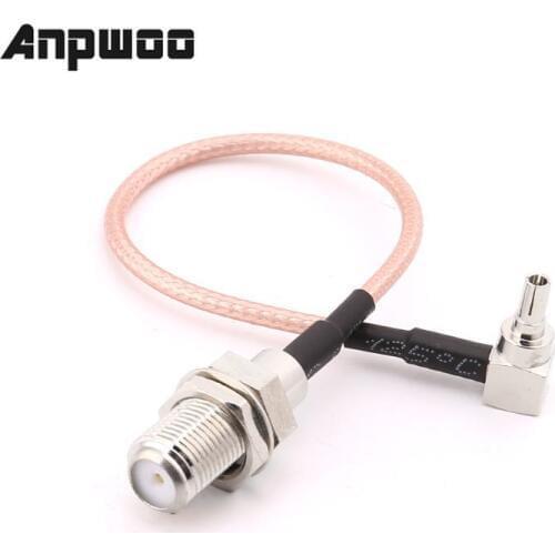 ANPWOO F Type Female Jack To CRC9 Male Right Angle RG316 Pigtail Cable 15cm For Modem
