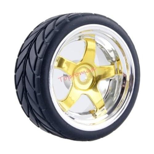 4pc 1/10 On-Road Car Tires 26*64MM plating Wheel Rim Rubber Tyre for HSP Tamiya HPI Kyosho Sakura 94122 94123 D3 D4 CS tt02 9001