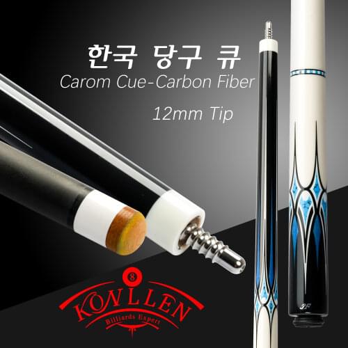 Jflowers JF Cue Carbon Carom Cue 3 Cushion Cue Carbon Fiber Shaft 12mm Carom Tip 142cm 3*8/8 Radial Pin Joint Korea Carom Cue