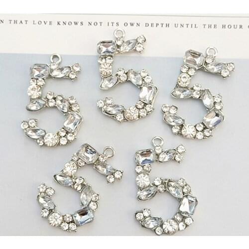 Bling Bling Number Diy Jewelry Charms Pendants Crystal Jewelry Components Making Accessories Wholesale Price
