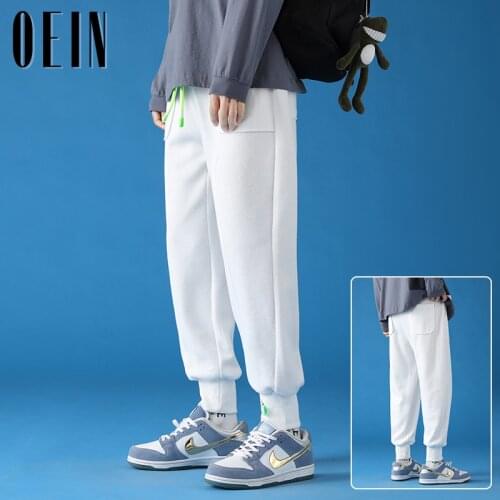 OEIN Mens Solid Joggers Pants 2021 Autumn Mens White Loose Casual Sweatpants Male Harajuku Angel Length Trousers New Harem Pants