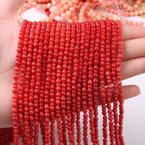 Apx 35pcs/lot 4.5x11mm Gourd Shape Red Coral Loose Beads For Jewelry Making Charms Beads for DIY Necklaces&Bracelets Wholesale