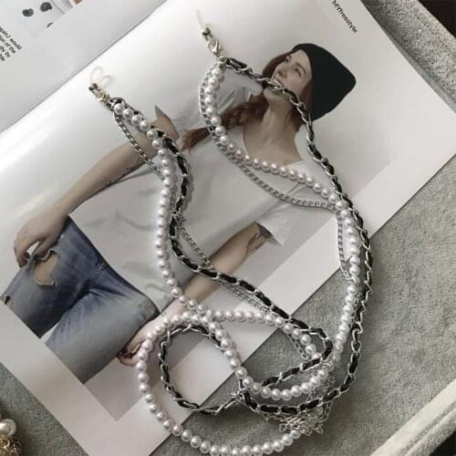 Fashion Elegant Womens Gold Silver Eyeglass Chains Sunglasses Reading Pearl Glasses Chain Eyewears Cord Holder neck strap Rope