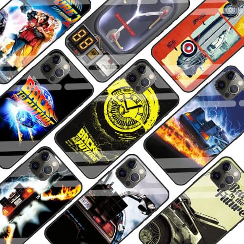 Back To The Future Tempered Glass Phone Case For iiPhone 11 Pro Max 7 12 Mini XR X 6 XS 8 SE 2020 Cover Shell Coque