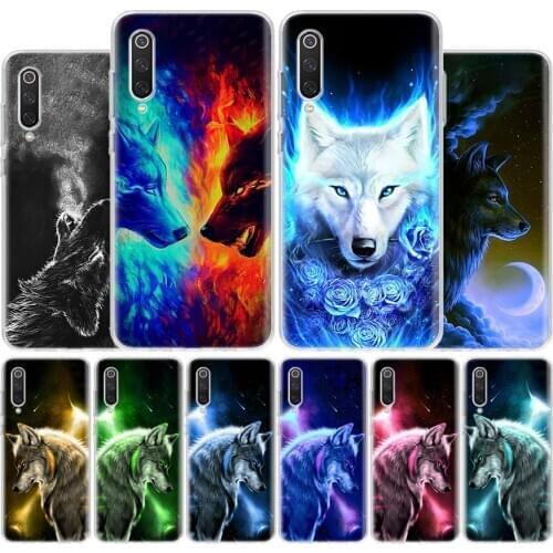 Starry Animal Wolf Icy Cover Phone Case For Xiaomi Note 10 Mi 10 9 8 CC9 5X 6X A1 A2 A3 F1 Pro Lite + Fashion Transparent Print